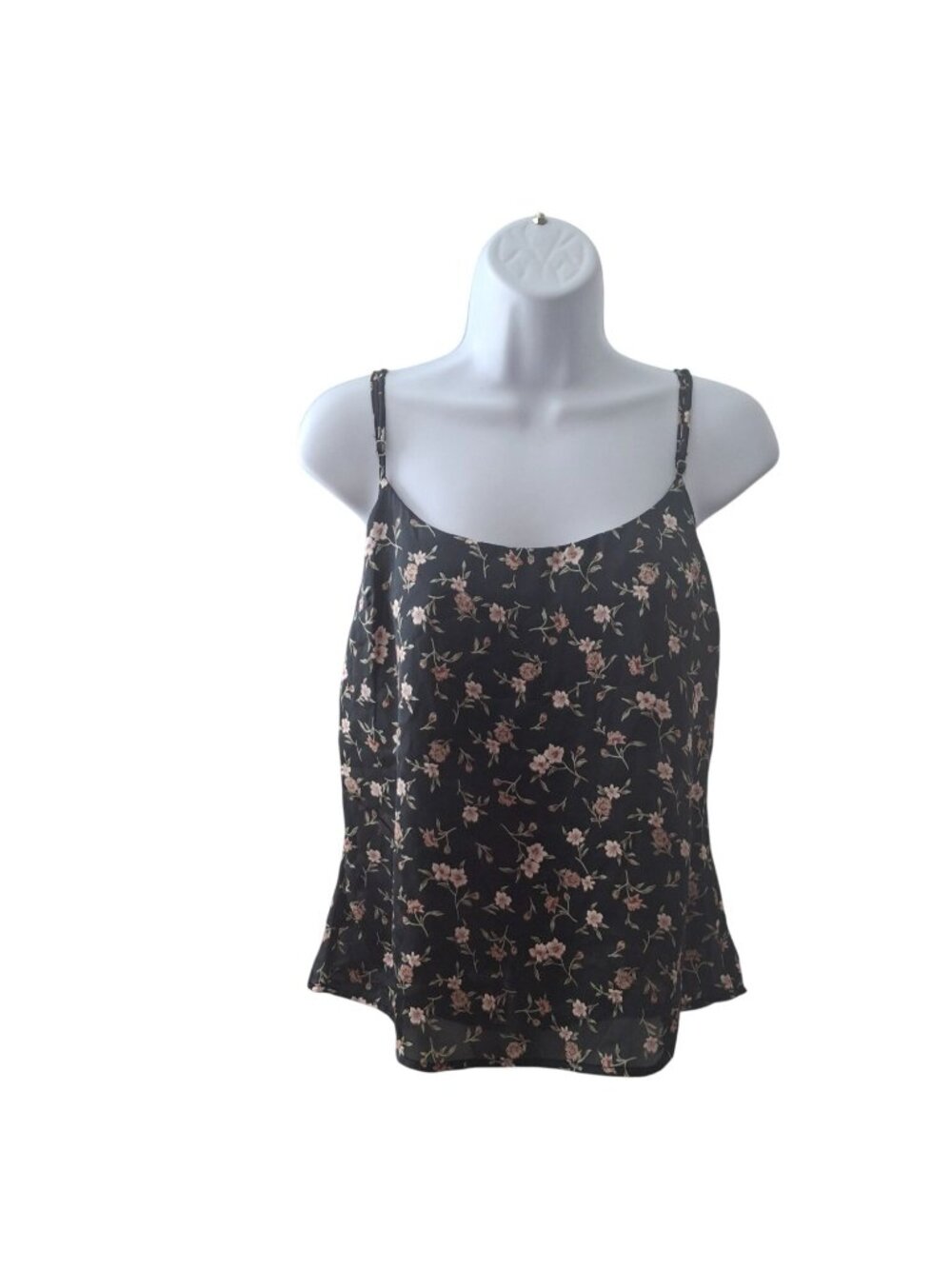 Honey Punch Black Floral Cami Top Medium Coquette Y2K Boho Adjustable Straps